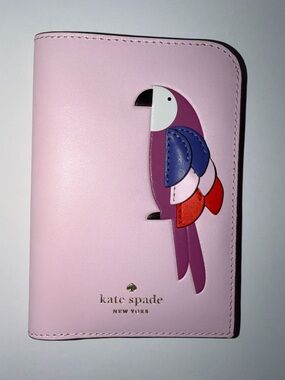 Kate Spade Pink Parrot Leather Bird Passport Holder